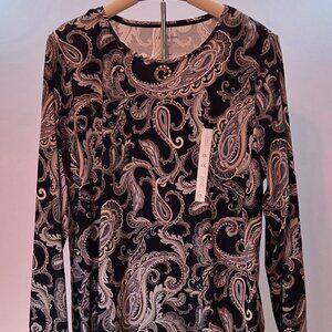 NWT  Croft & Barrow Classic Long Sleeve Paisley Print 100% Cotton Tee – Size 1X